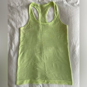 Lululemon swiftly tech racer back, neon yellow, size 4